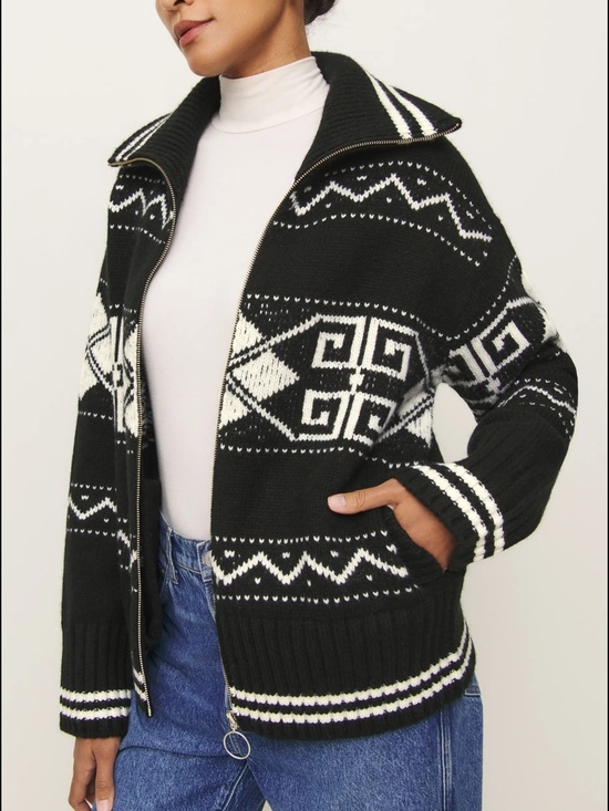 Reformation Jackets & Blazers - Reformation Black & White Patterned Teddy Jacket